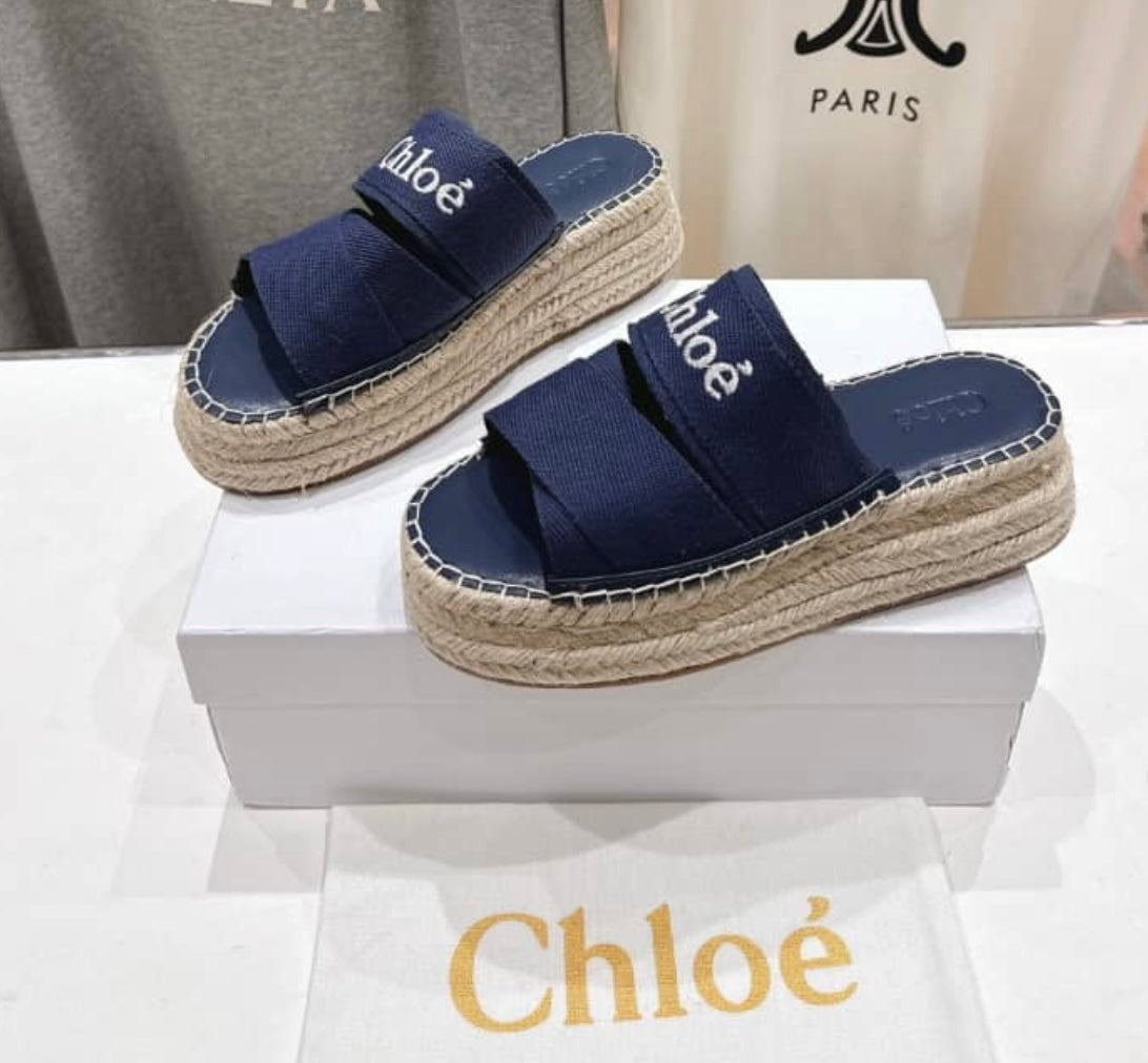 Navy platform sandals