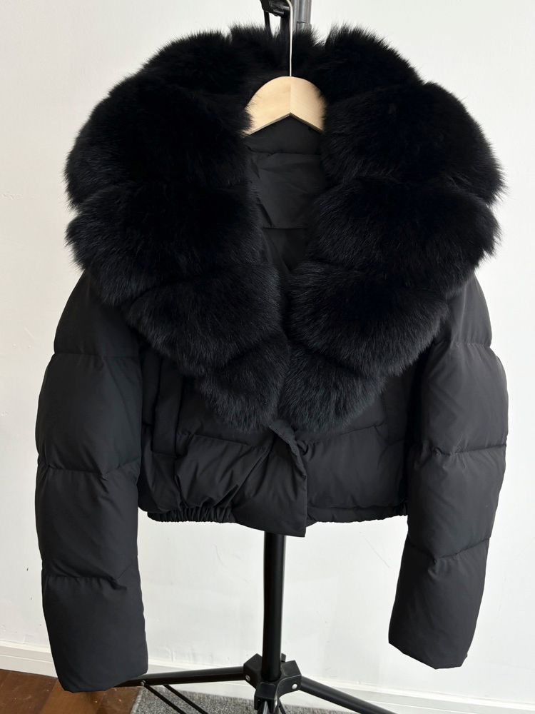 Black fur cropped coat