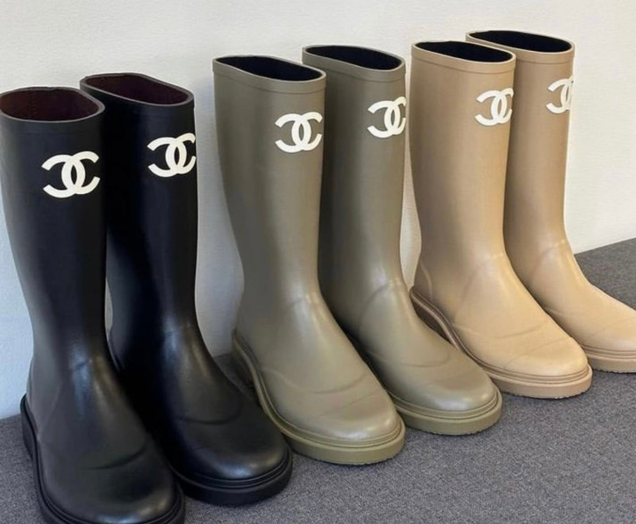Beige wellies in stock