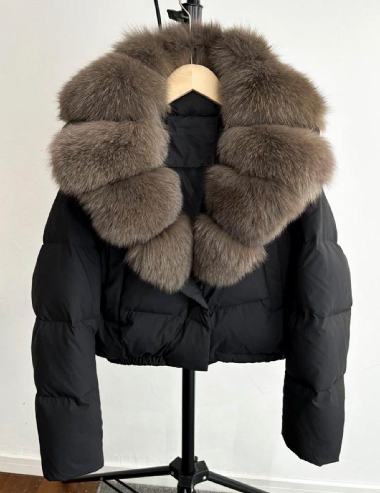 Black & brown fur coat in stock