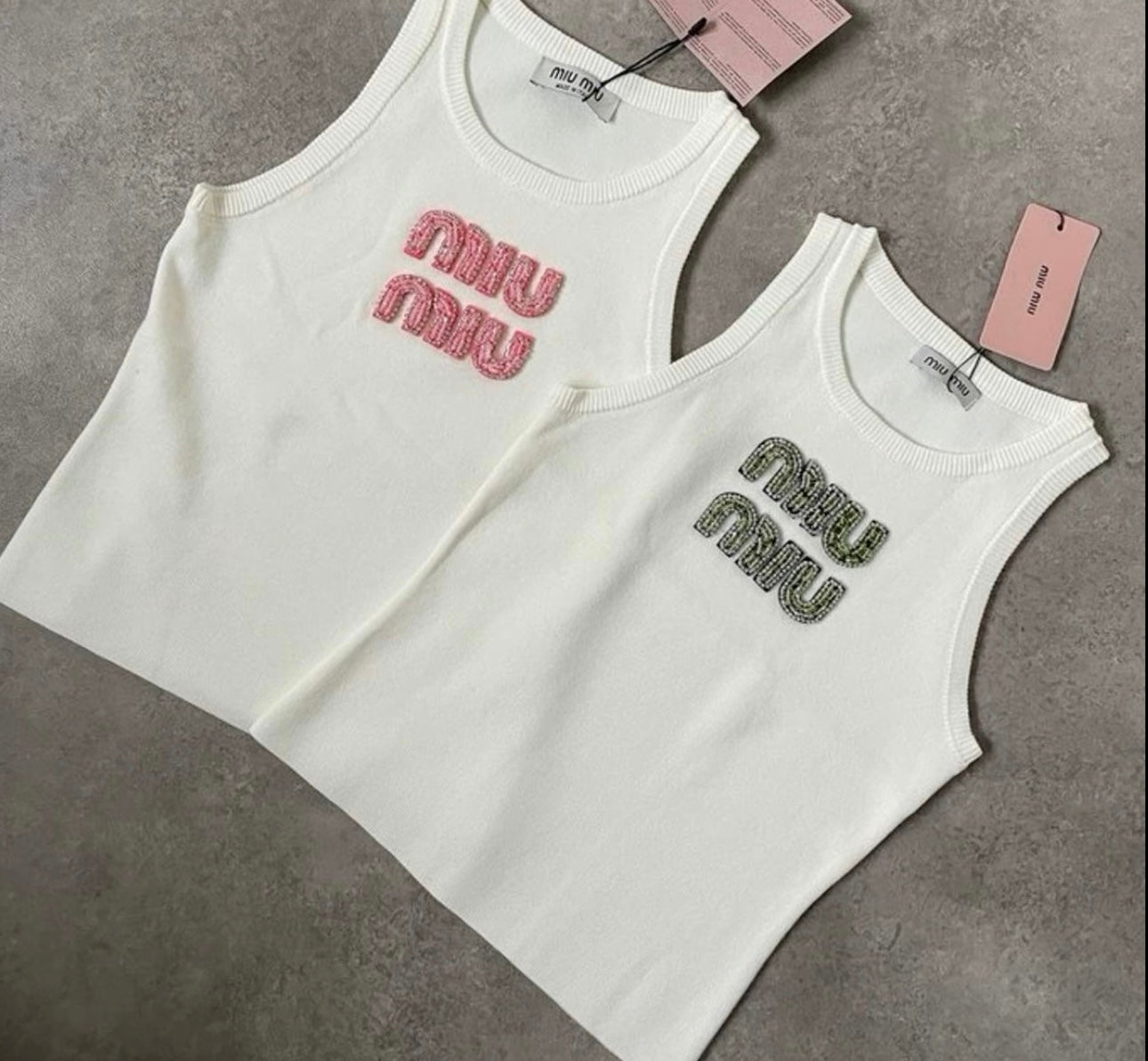 White & pink vest top in stock