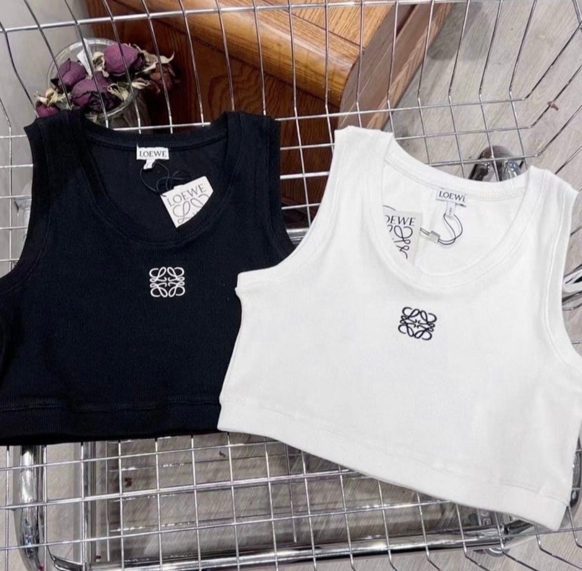 Black crop top in stock