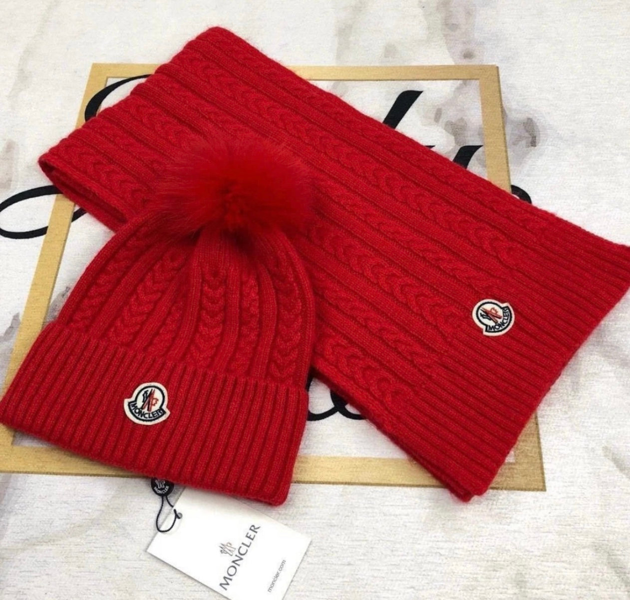 Red hat & scarf set in stock