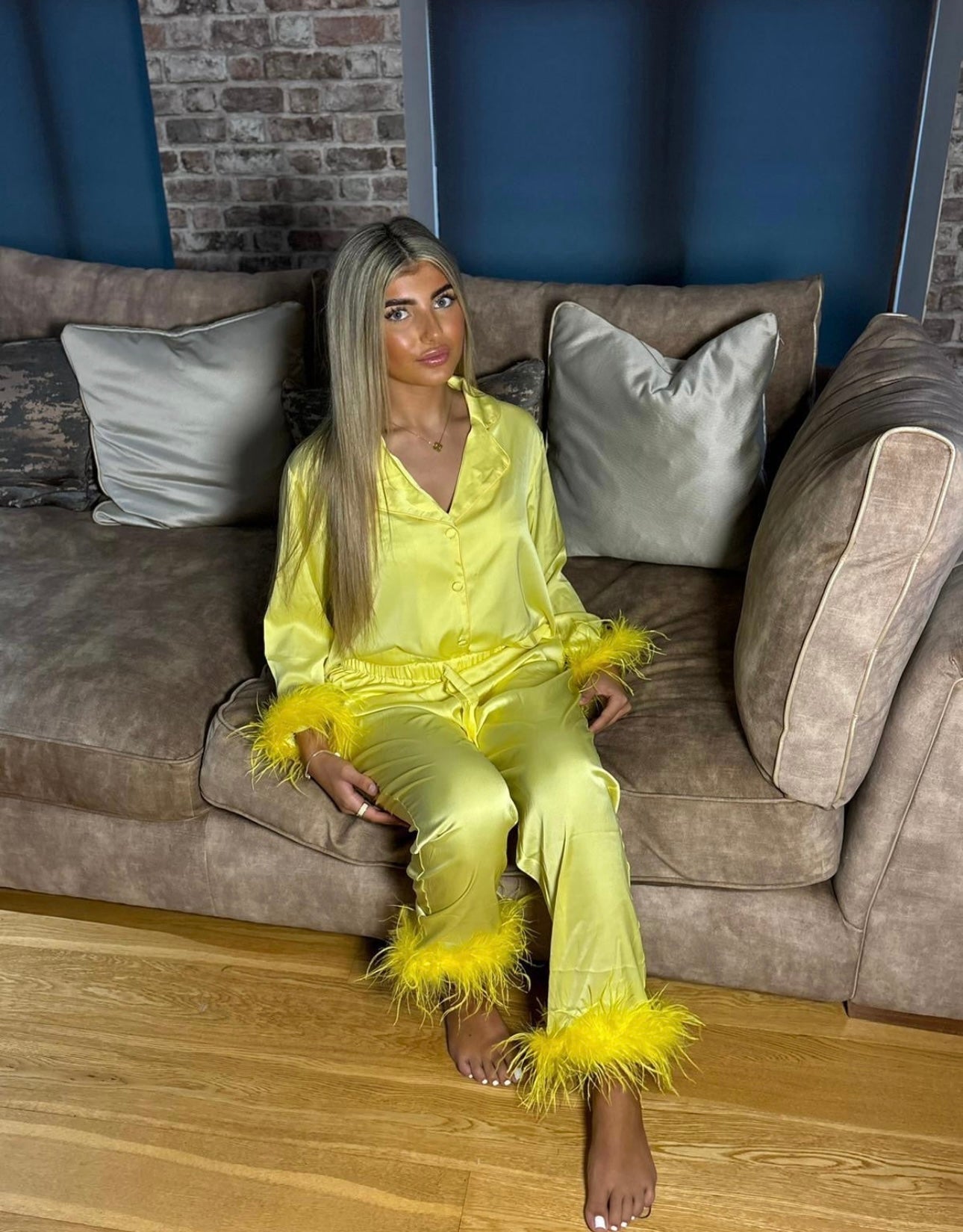 Yellow feather pyjamas