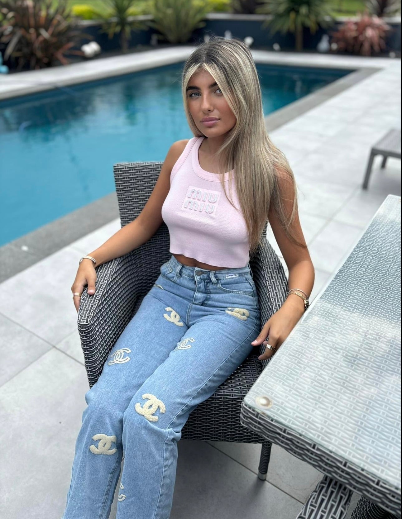 Denim blue jeans in stock
