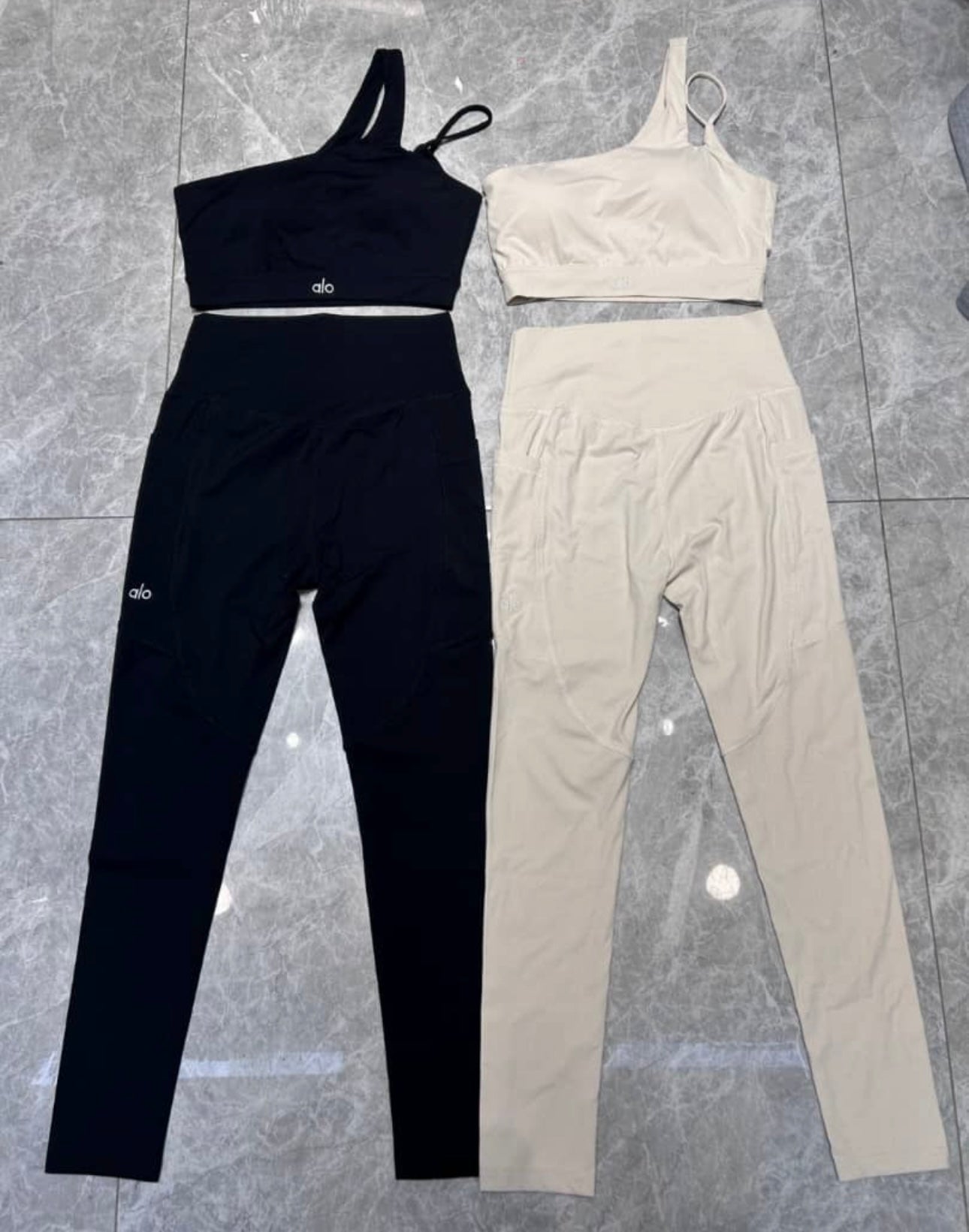 Black & Beige leggings set