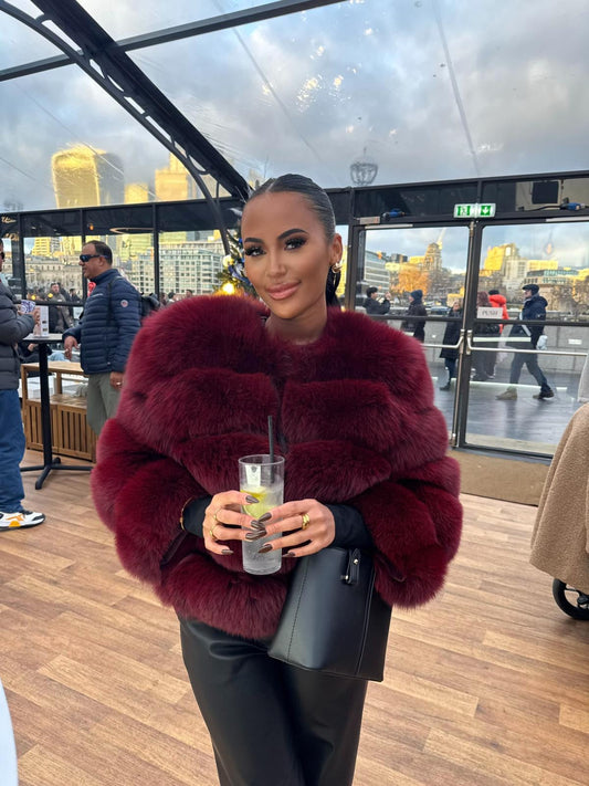 Burgandy Red Fur coat