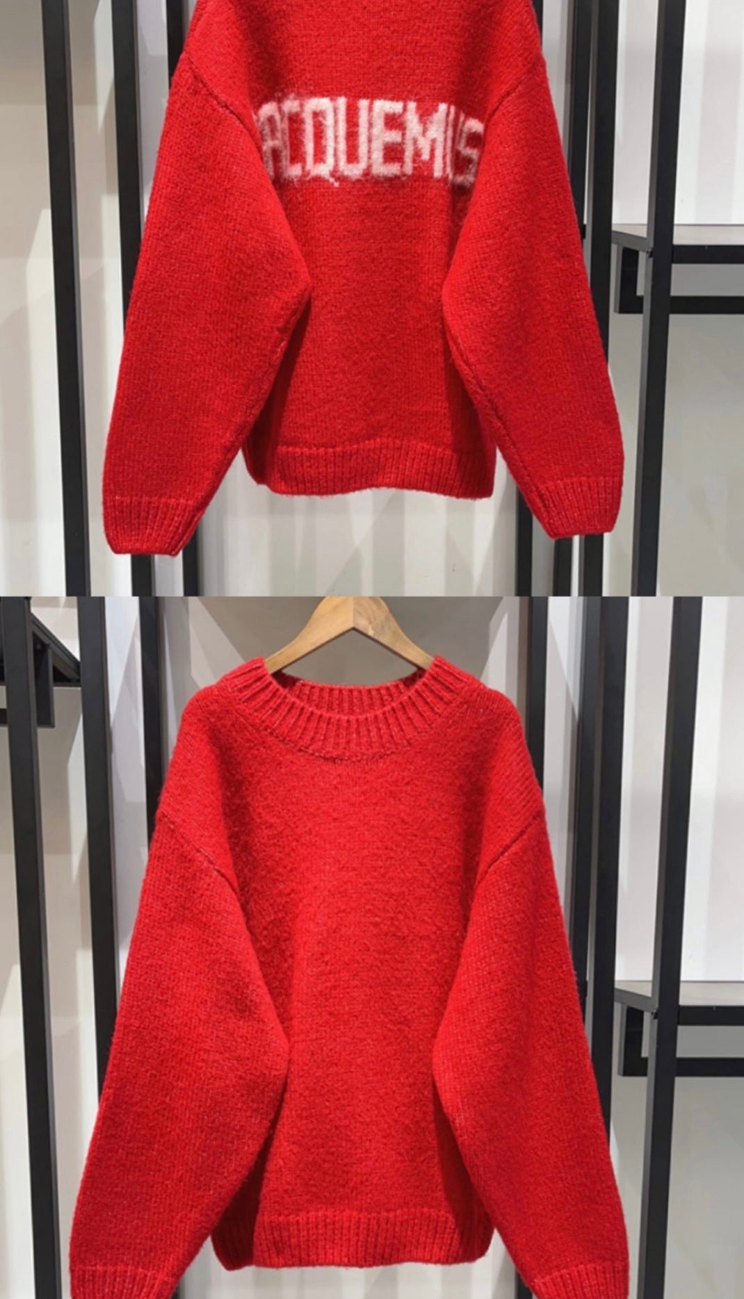 Red knitted jumper in stock