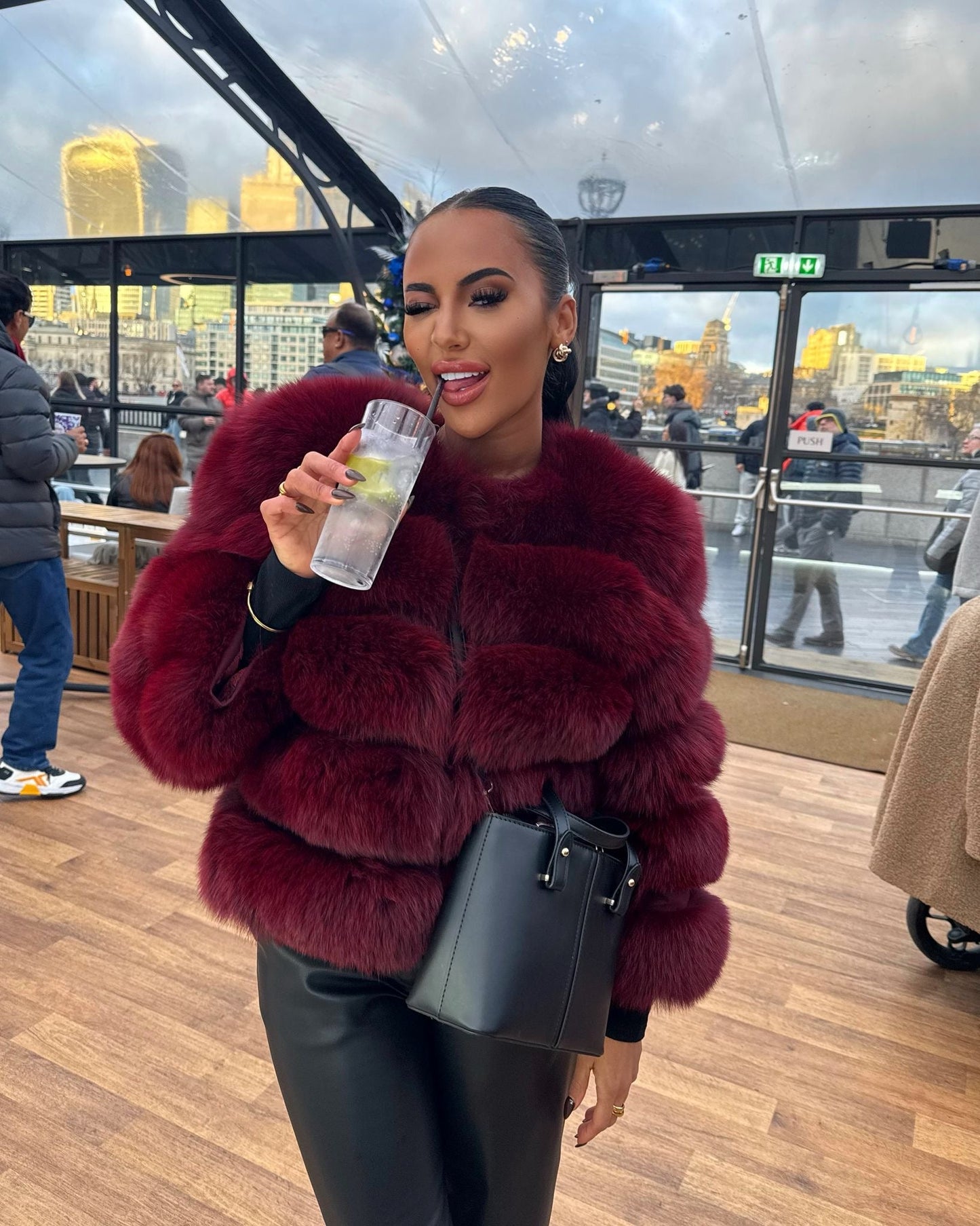 Burgandy Red Fur coat