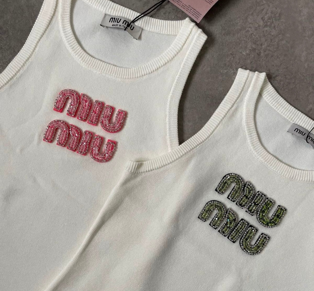 White & Green vest top