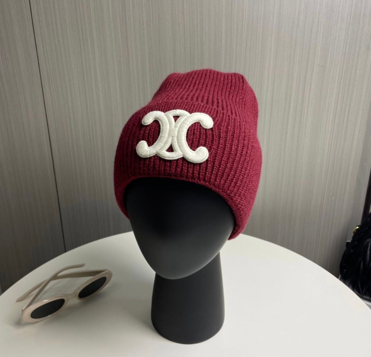 Burgandy beanie in stock
