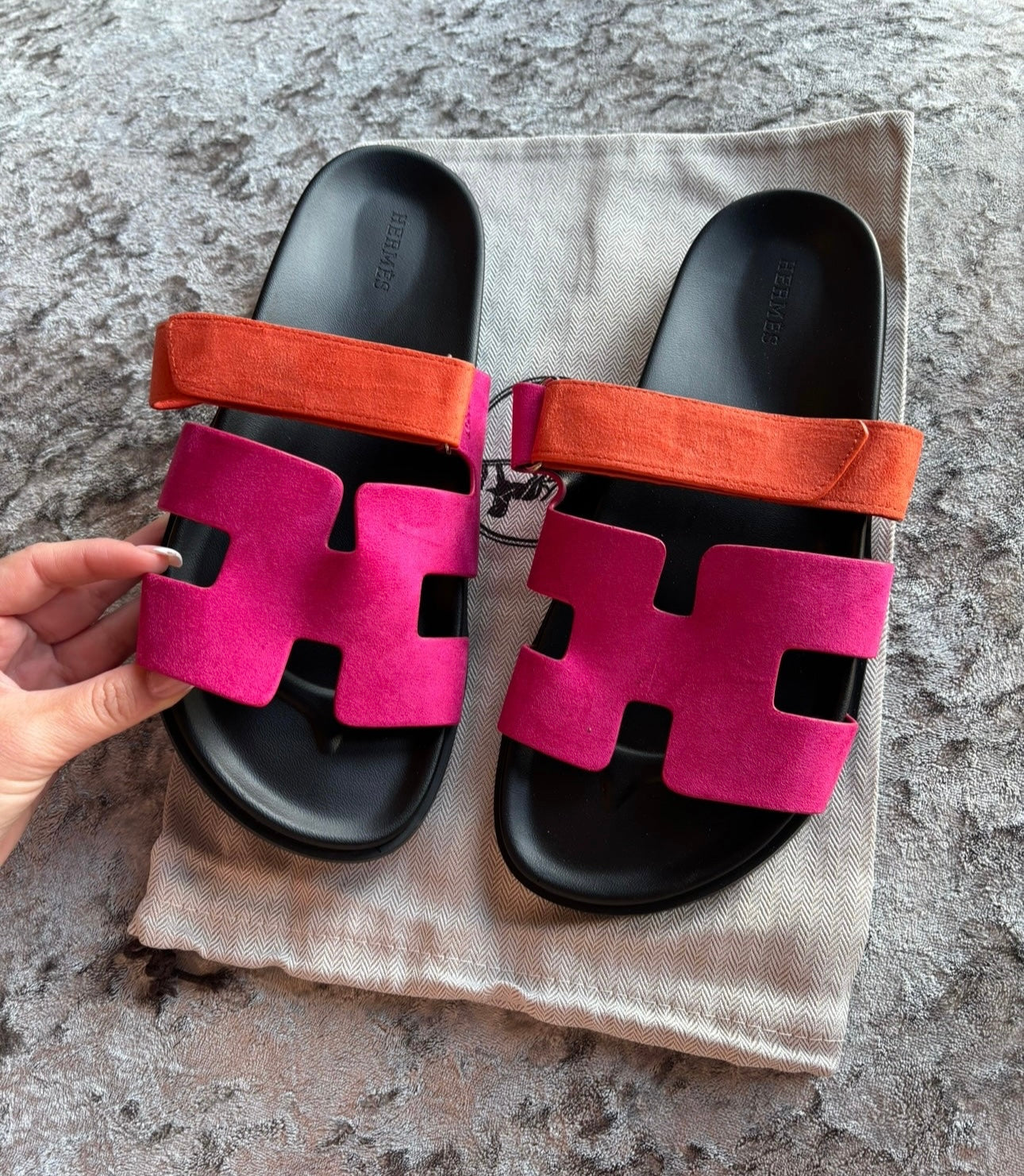 Pink & orange slides in stock