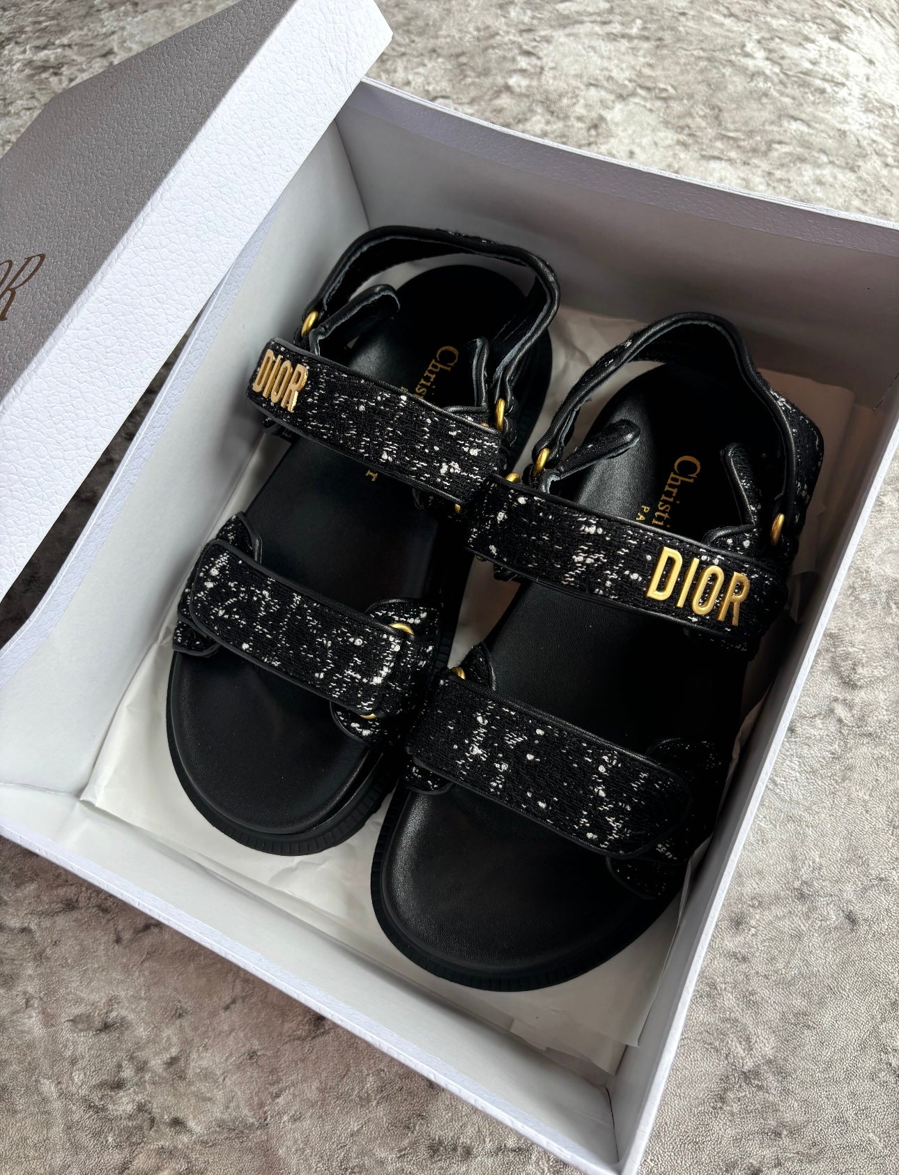 Black sandals in stock