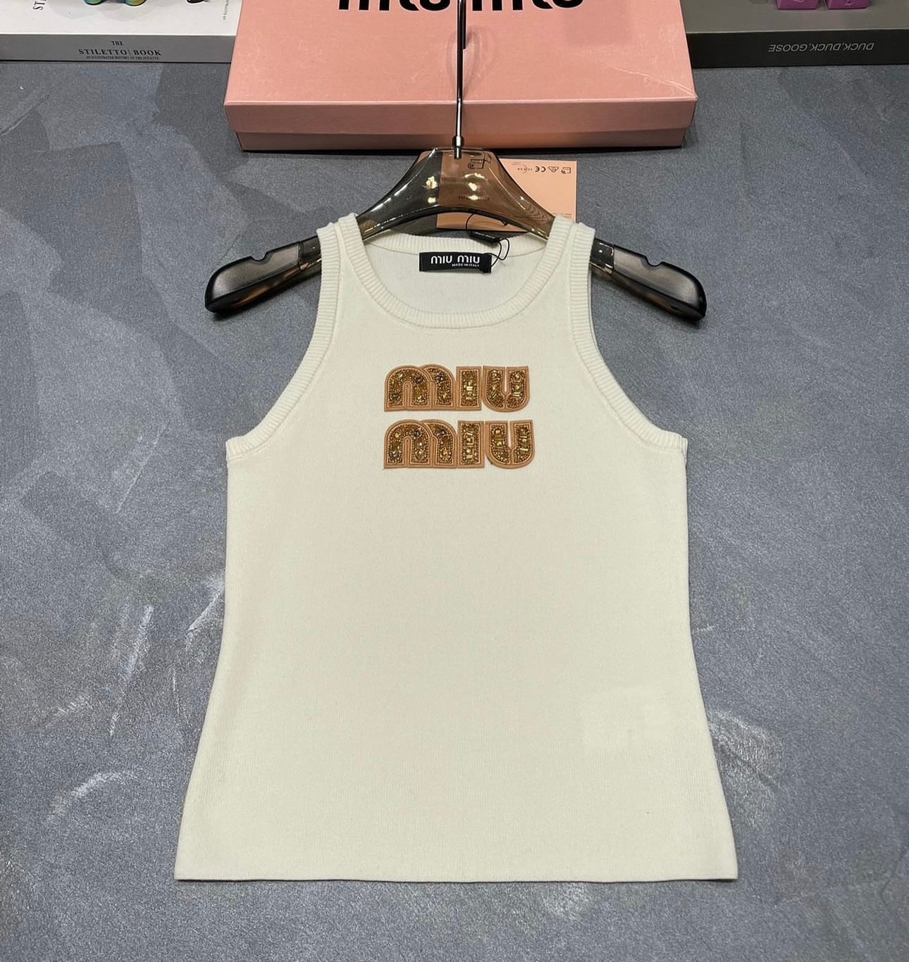 White & brown vest top