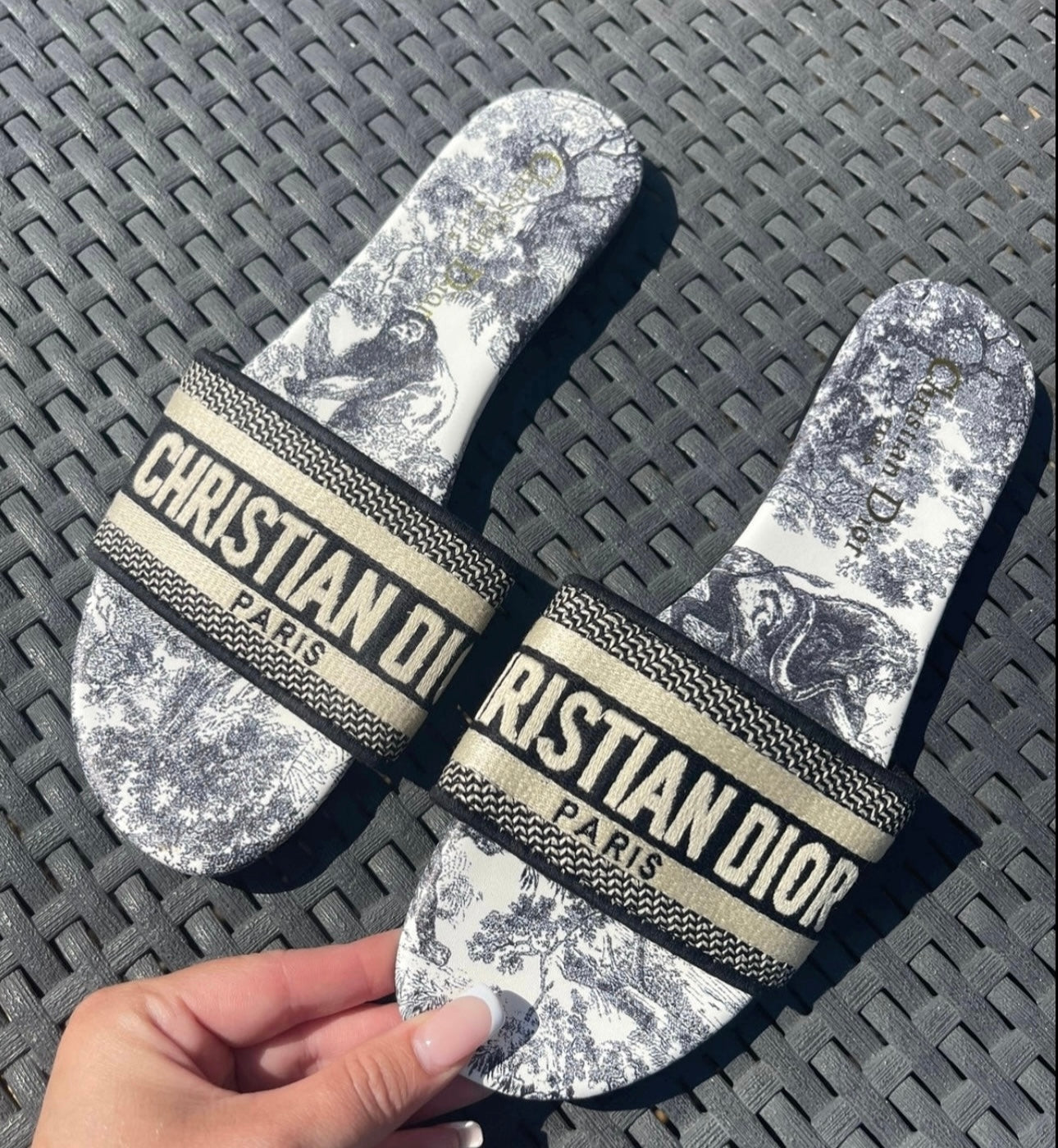 Black sandals in stock