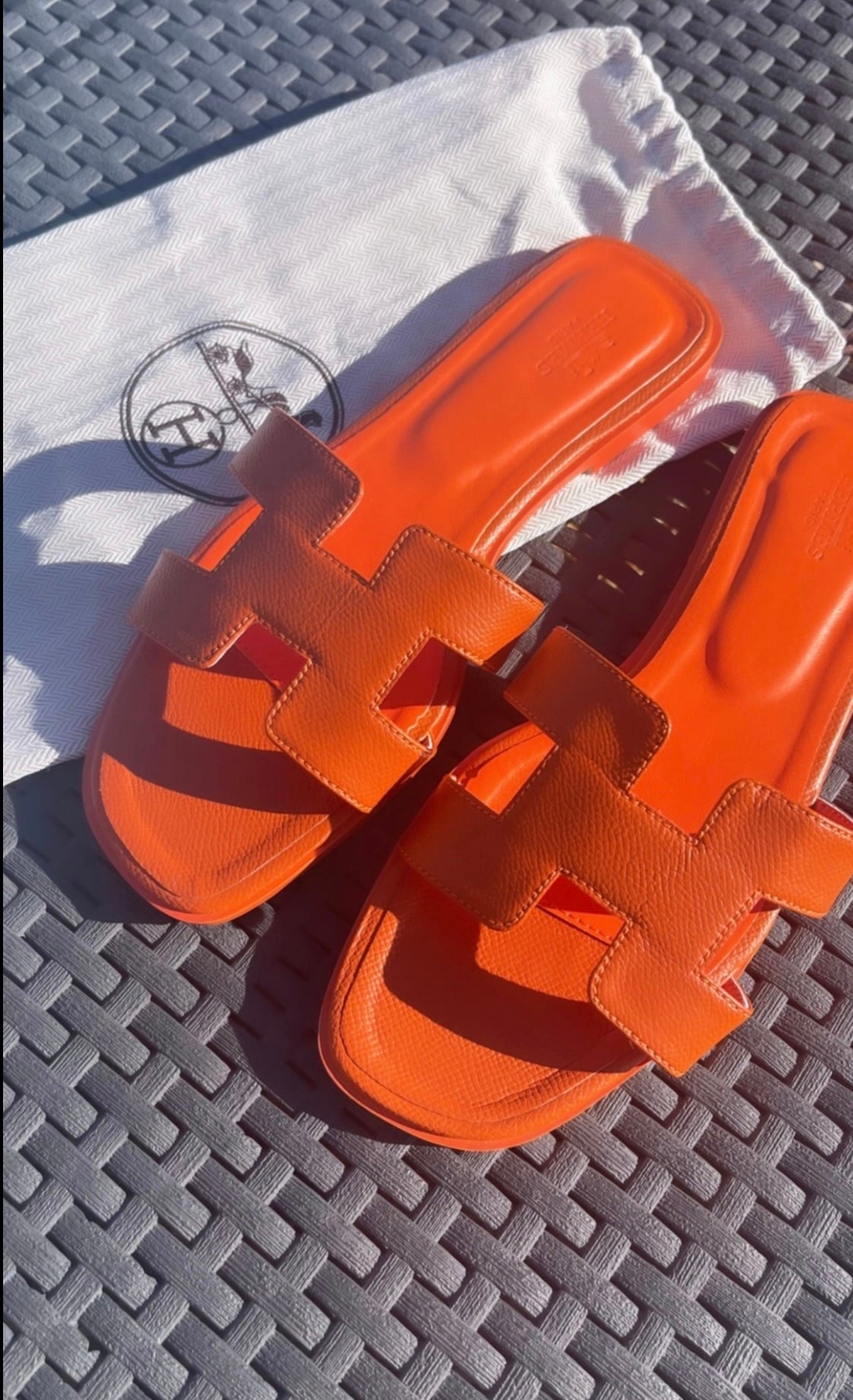 Orange sandals in stock
