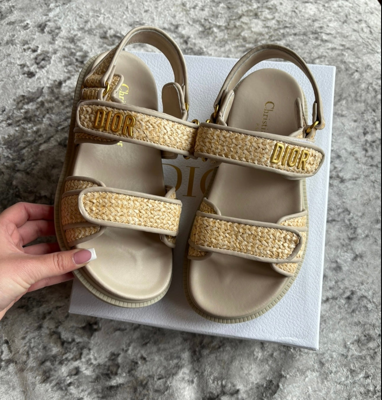 Beige sandals in stock