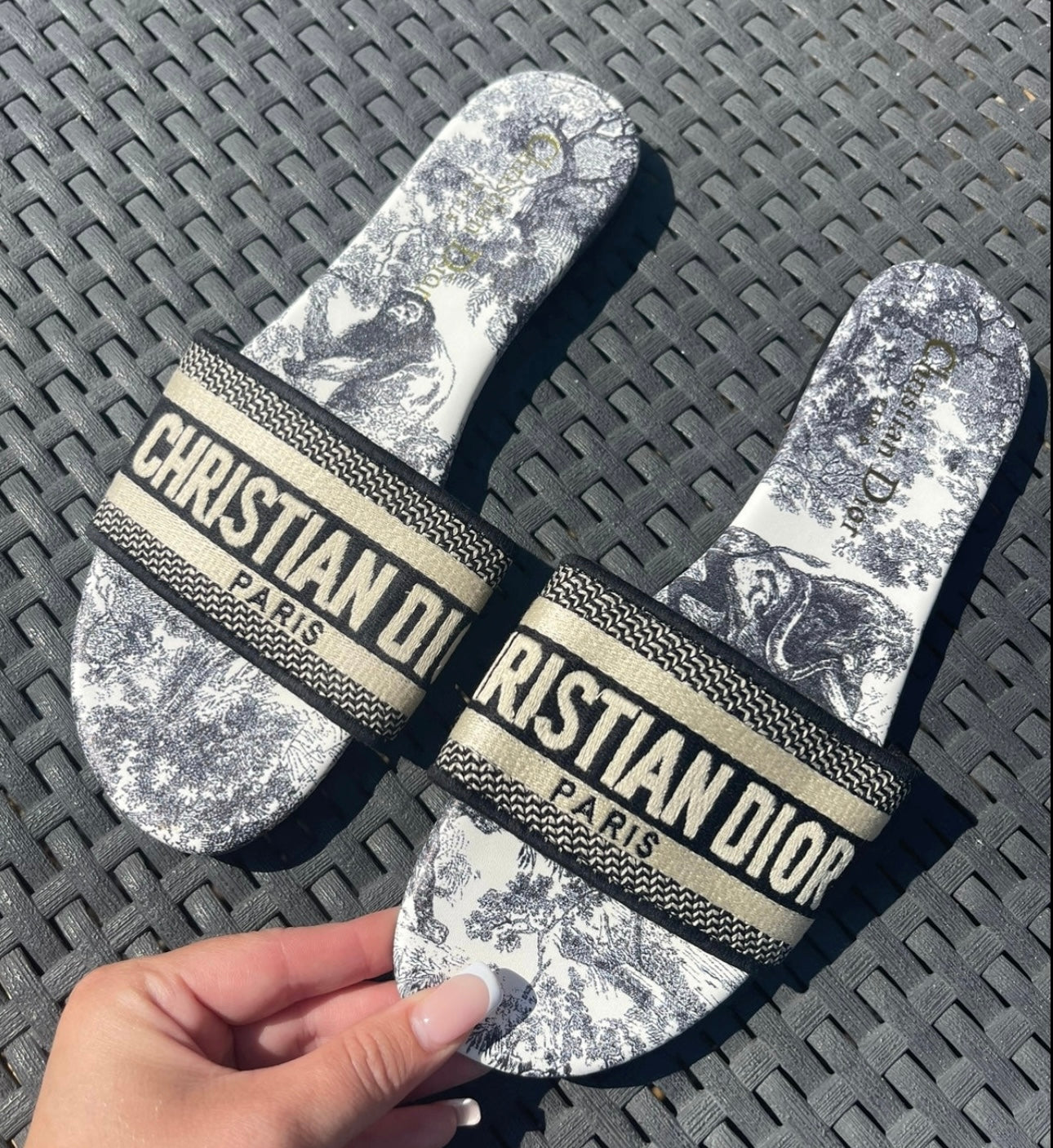Black sandals in stock