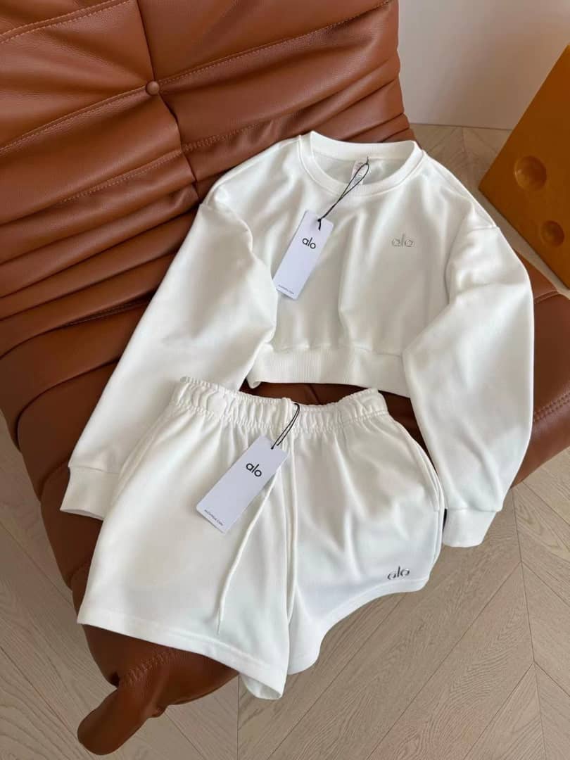 White matching shorts set