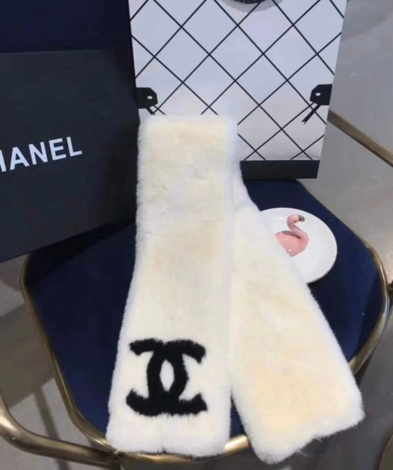 Cream fluffy scarf in stock