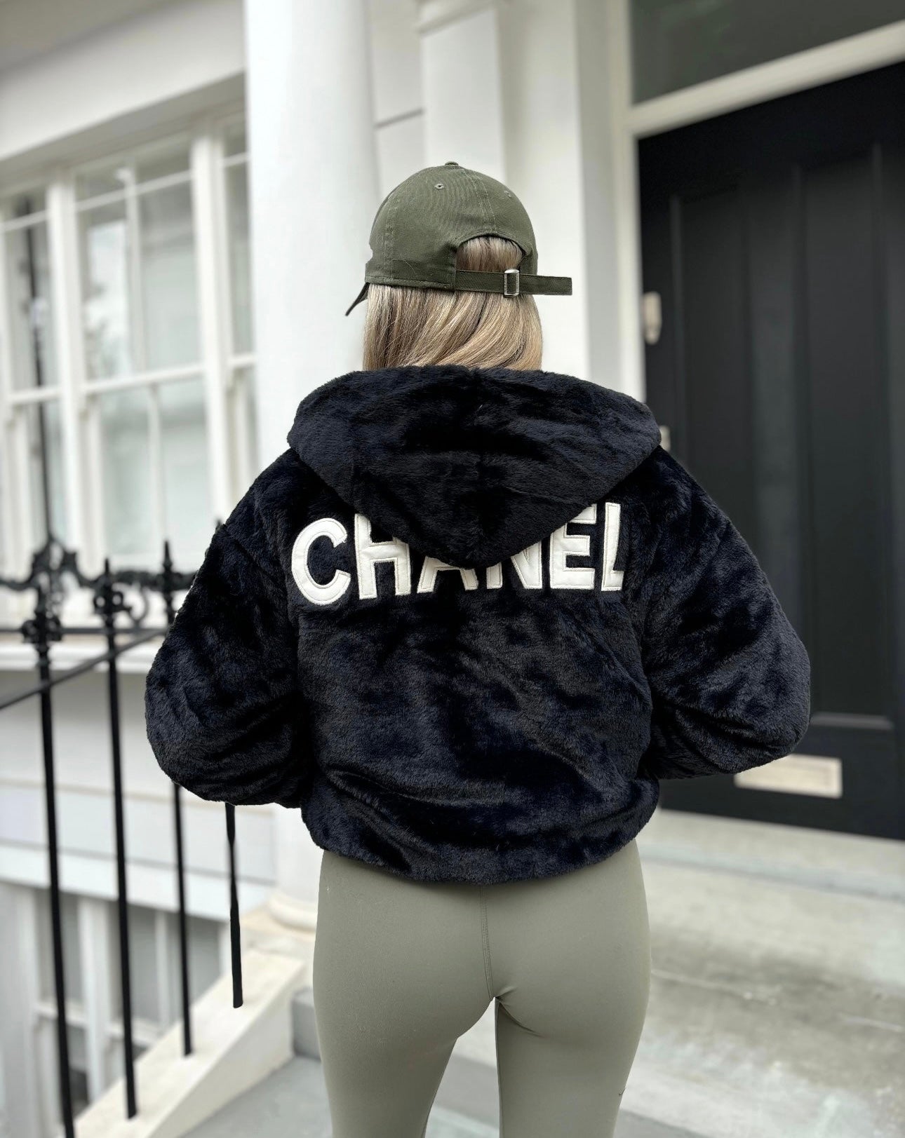 Black fluffy jacket in stock