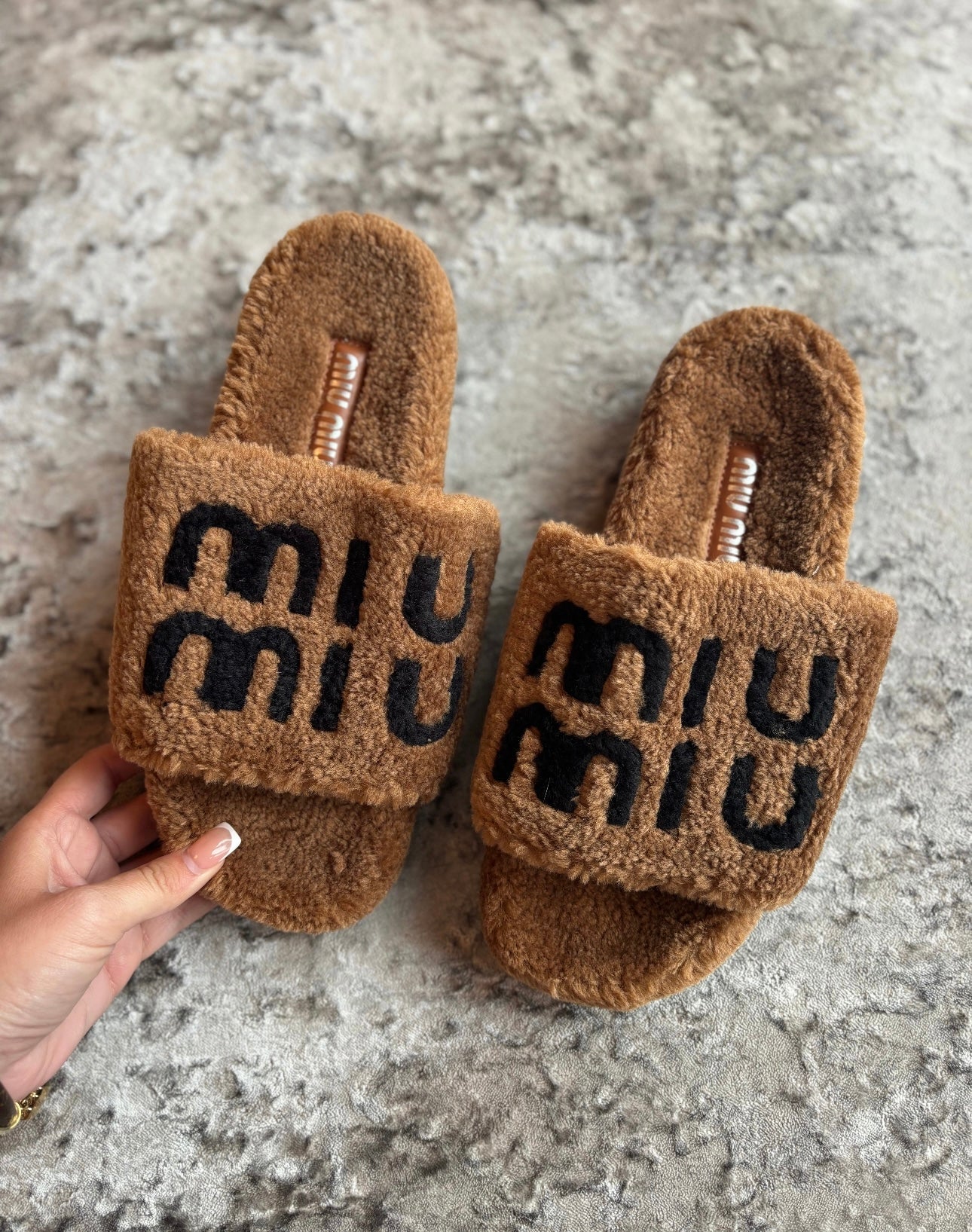 Brown slippers in stock