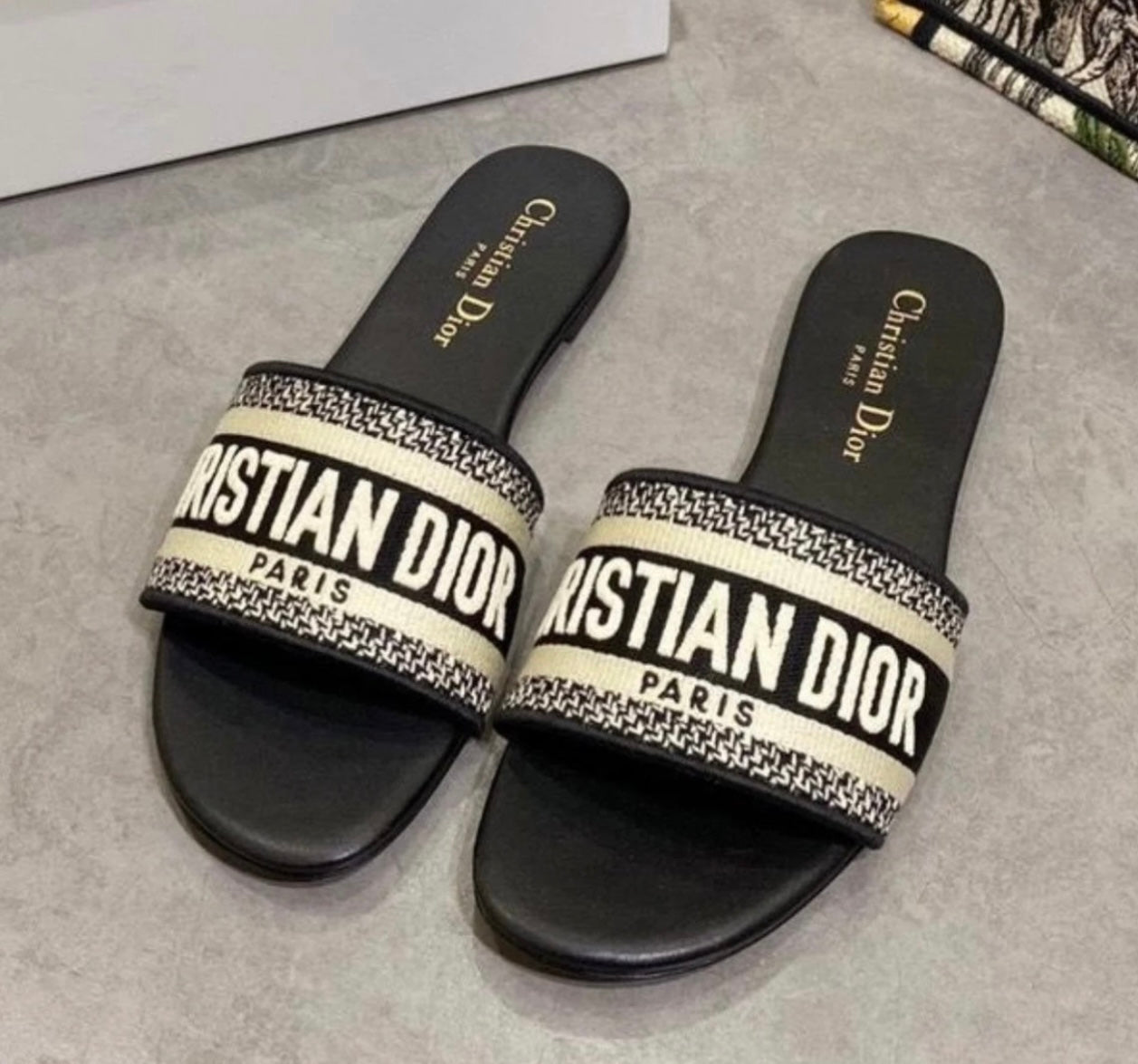 Black sandals in stock