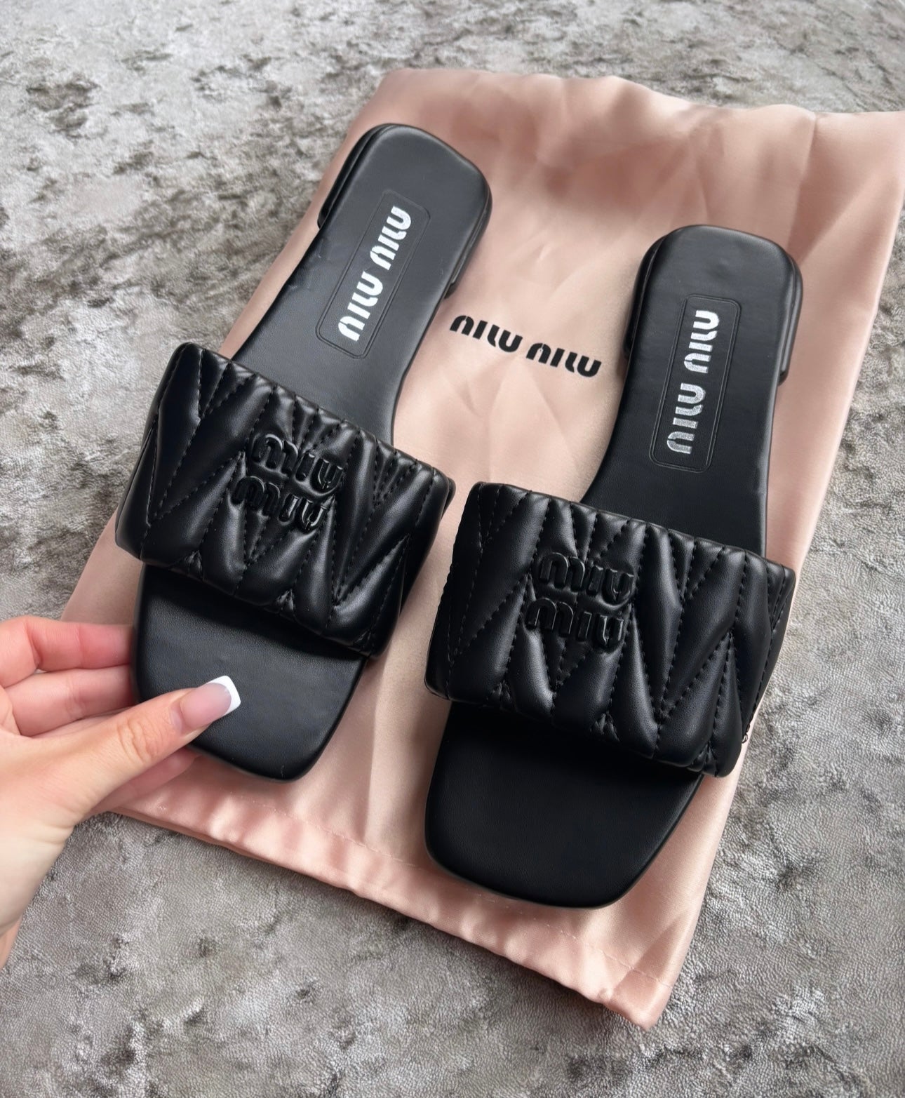 Black sandals in stock