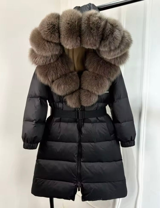 Black & brown fur coat