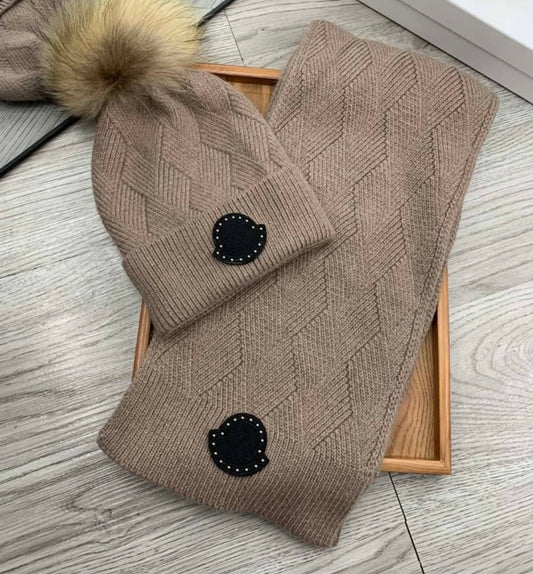 Brown hat & scarf set