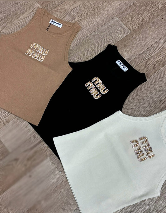 Brown, Black & White Crop Top