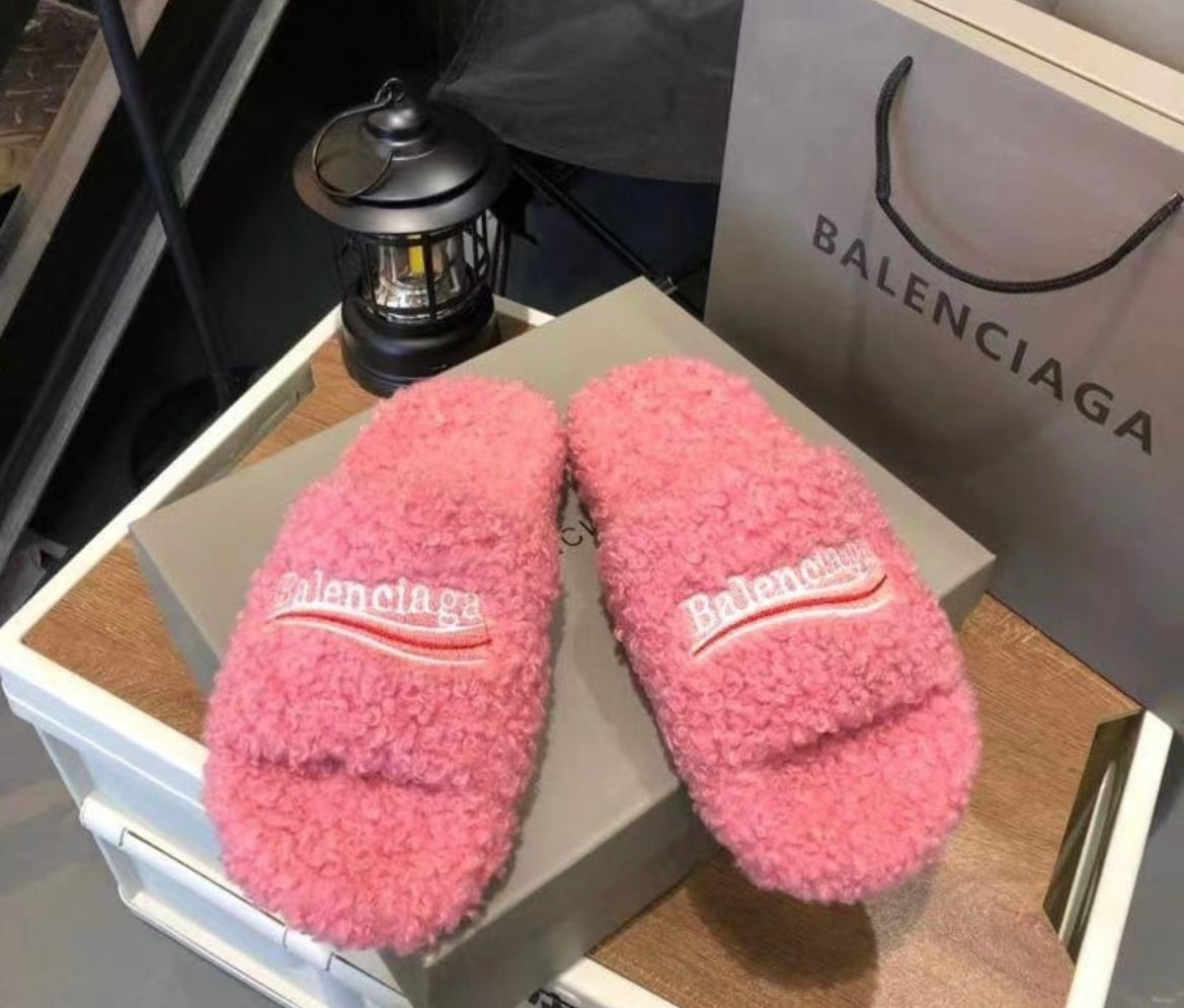 Pink fluffy slippers