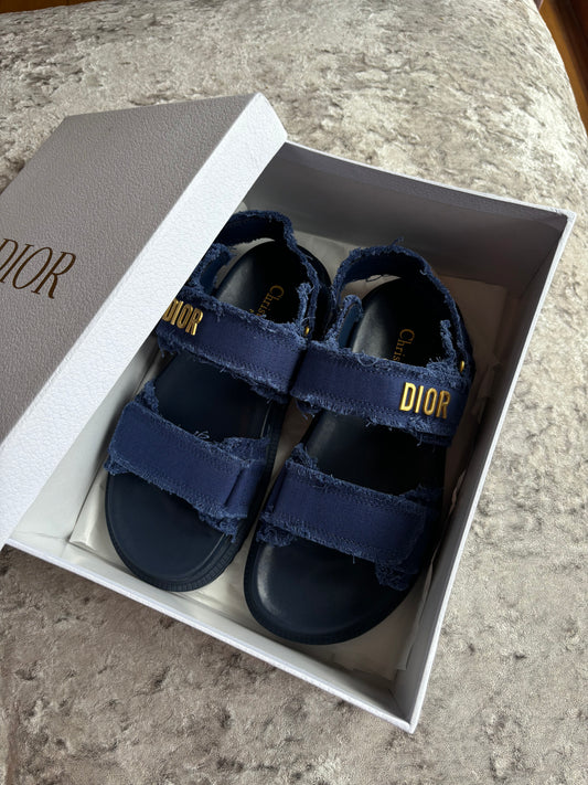 Navy blue distressed sandals