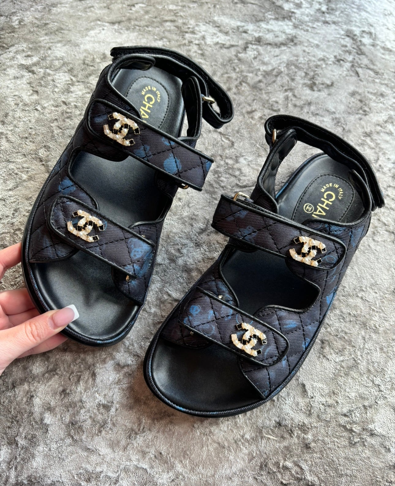 Black & blue sandals