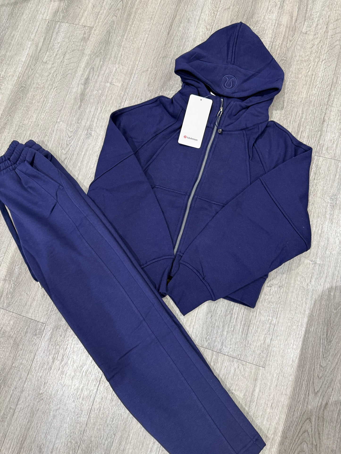 Navy blue hooded tracksuit
