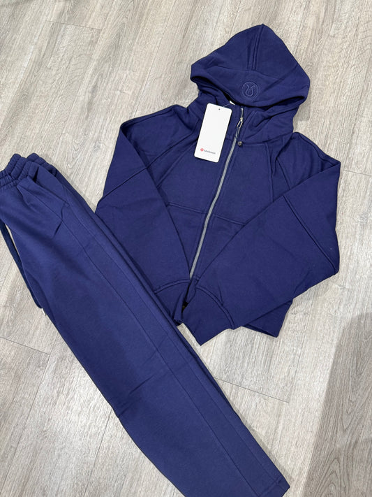 Navy blue hooded tracksuit