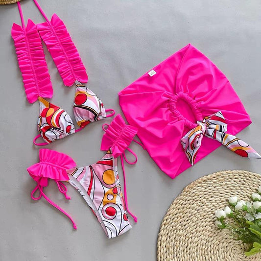 Hot pink 3 piece bikini set