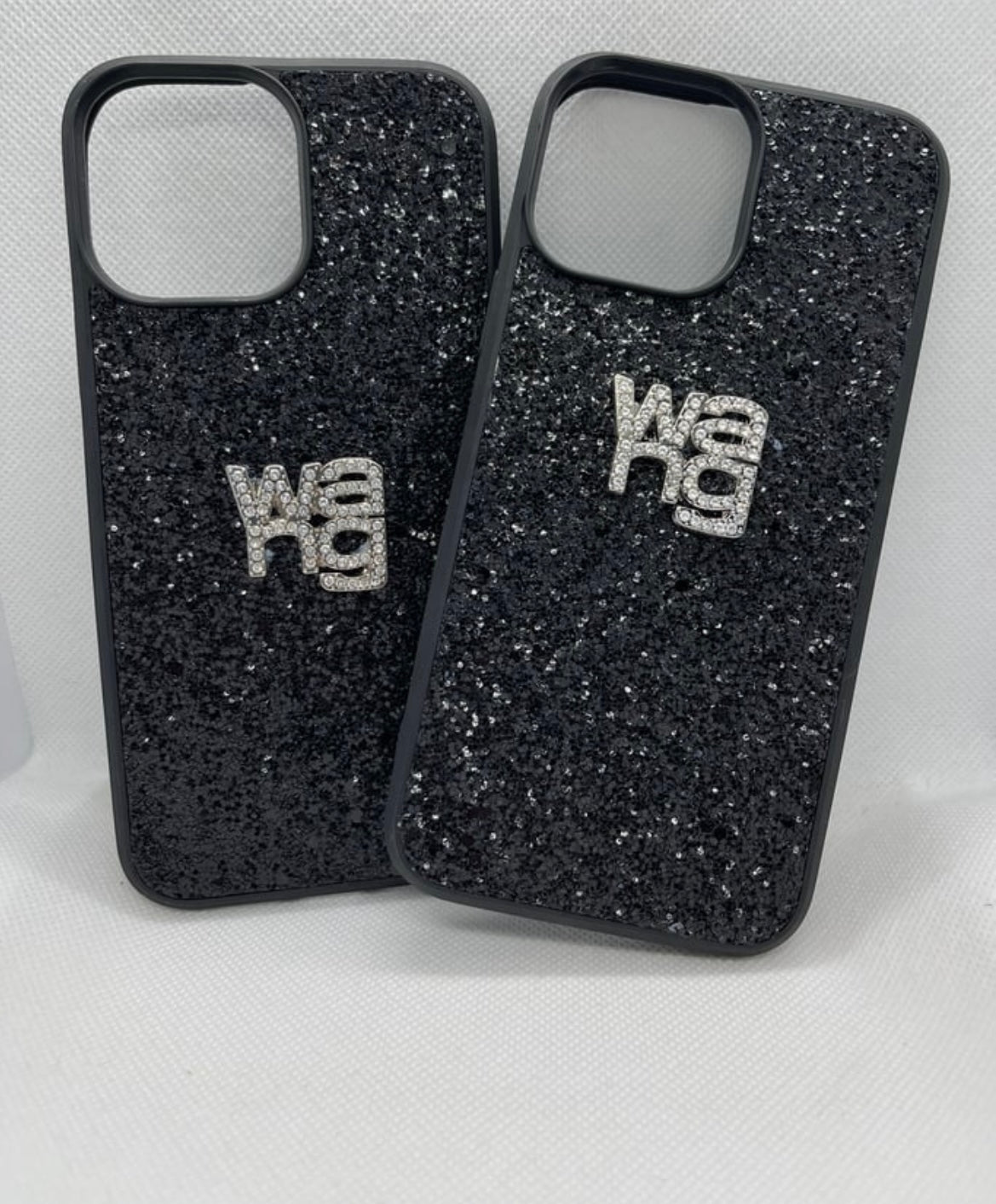 Black glitter phone case