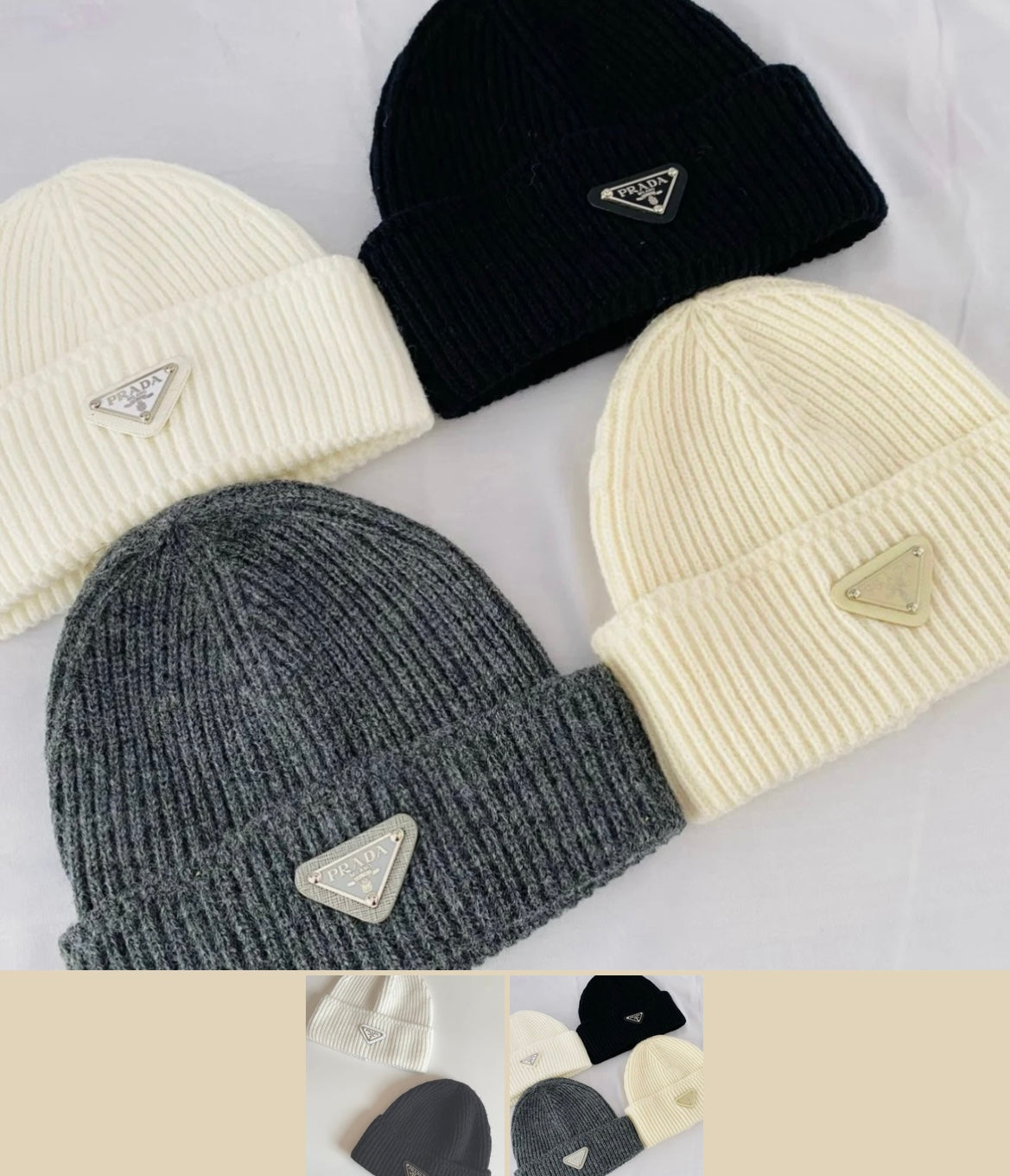 Black/cream beanie hat