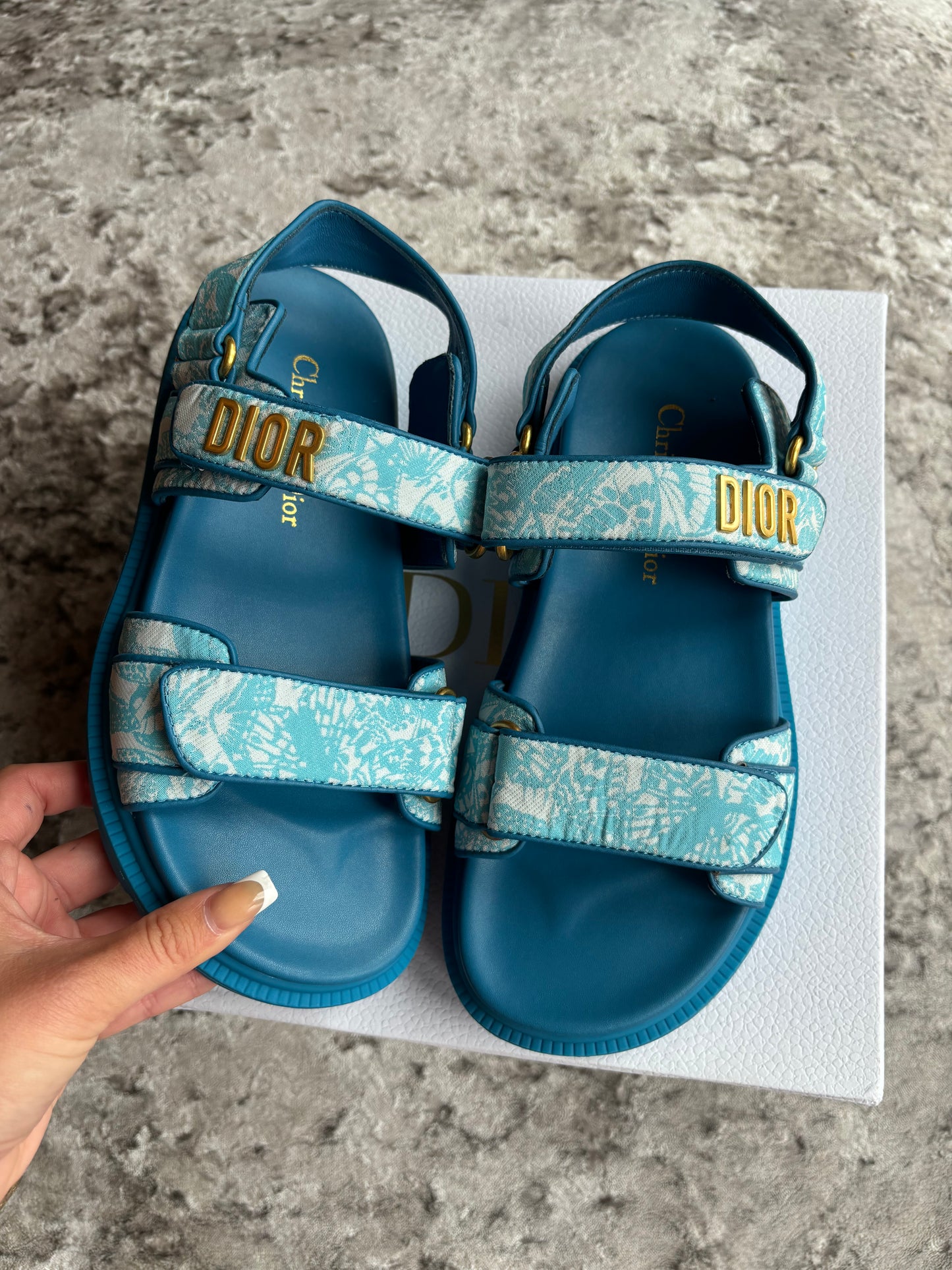 Aqua blue strap sandals