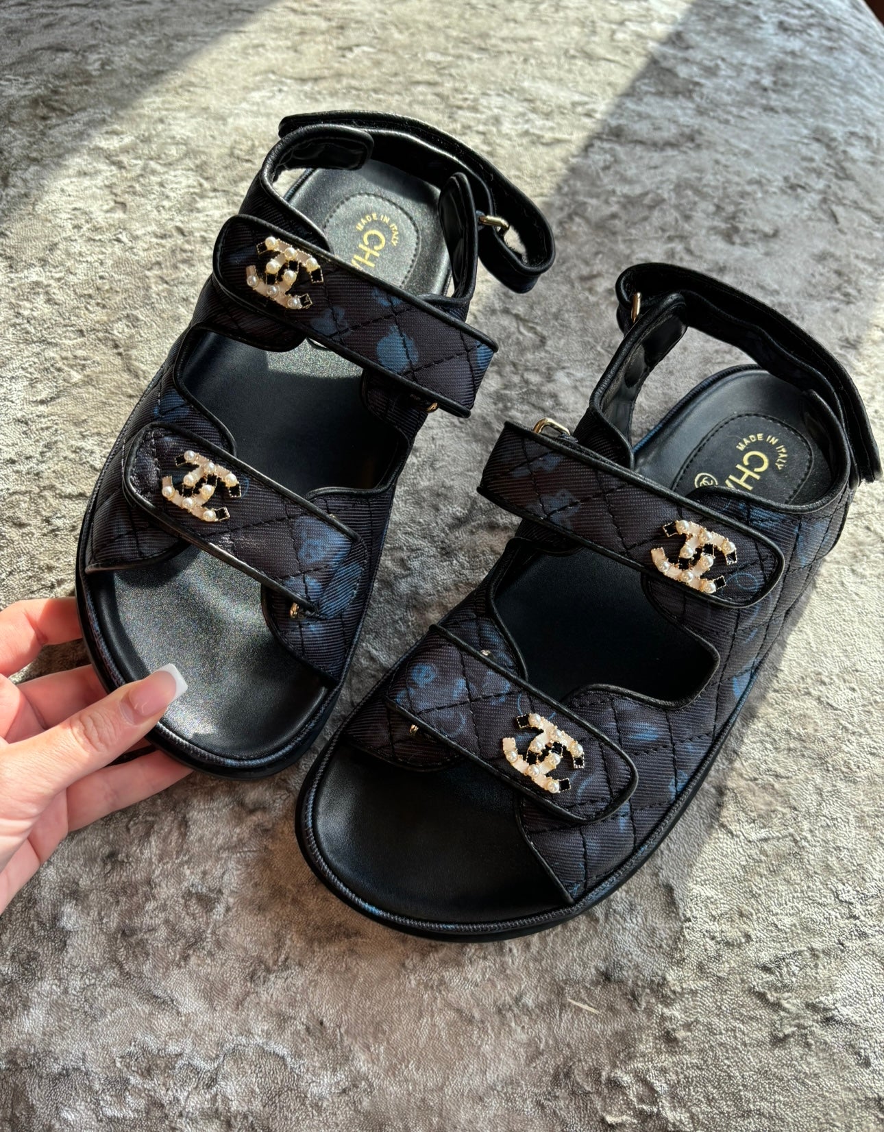 Black & blue sandals