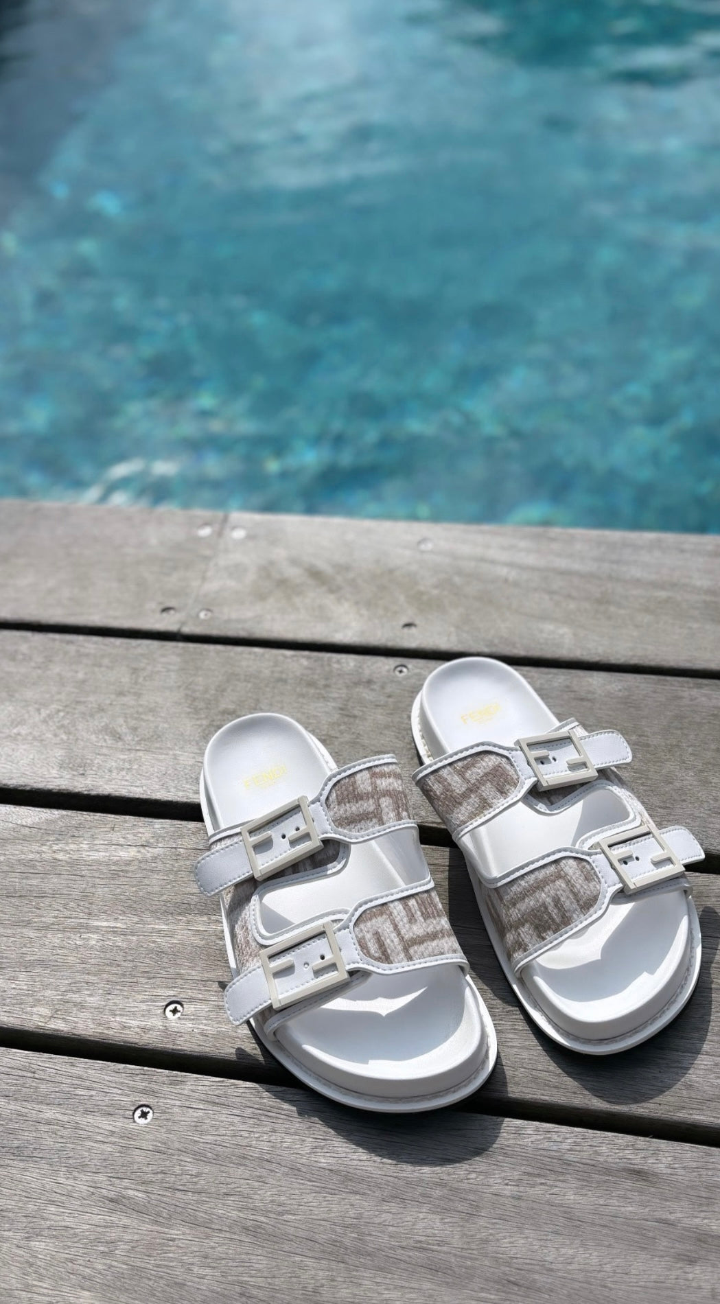 White & grey sandals