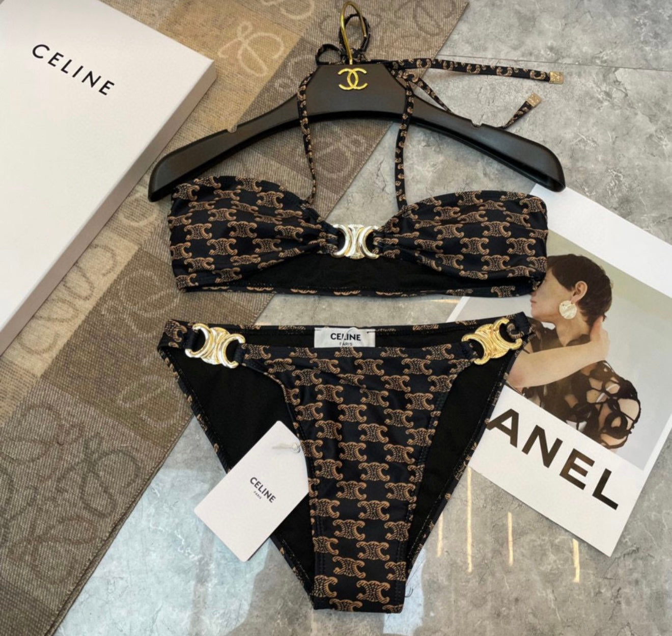 Brown & black bikini