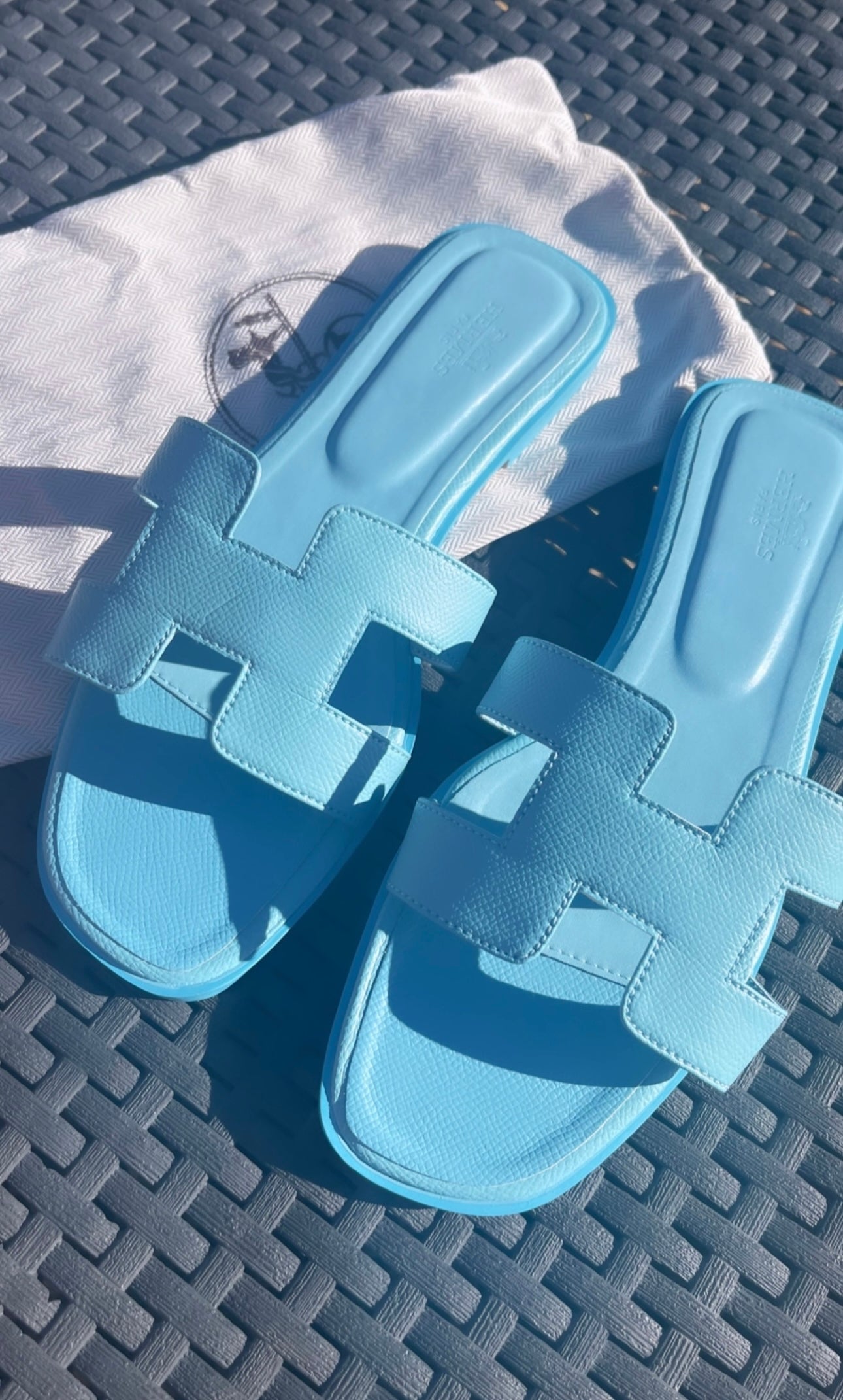 Baby blue sandals