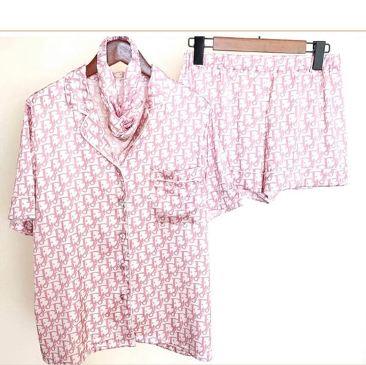 Pink and white pyjamas