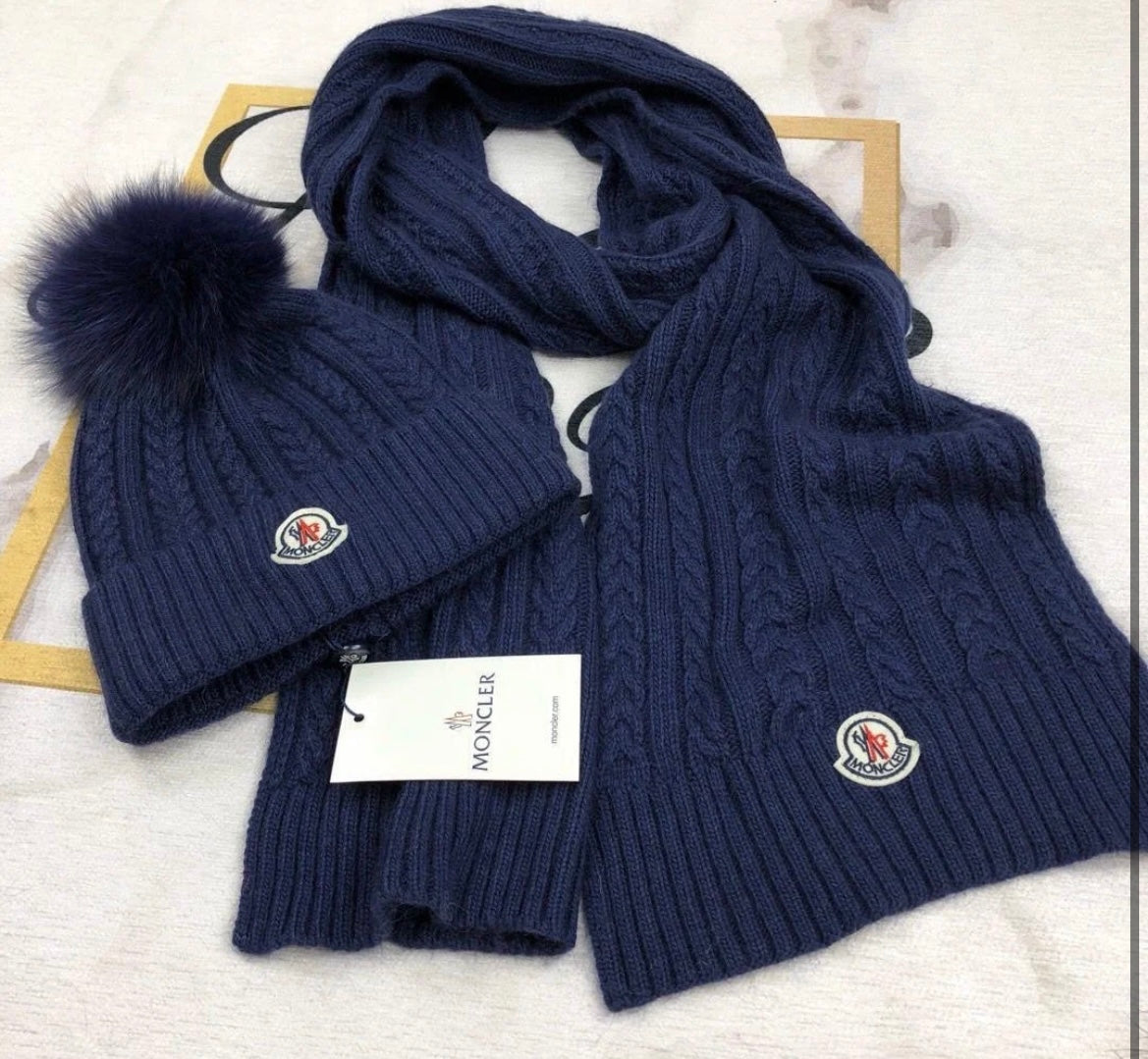 Navy hat and scarf set