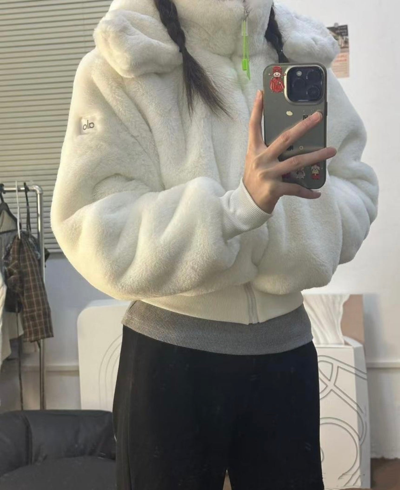 Black & cream fluffy jacket