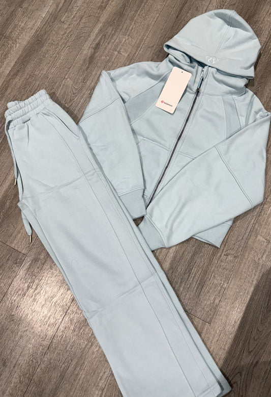 Baby blue hooded tracksuit