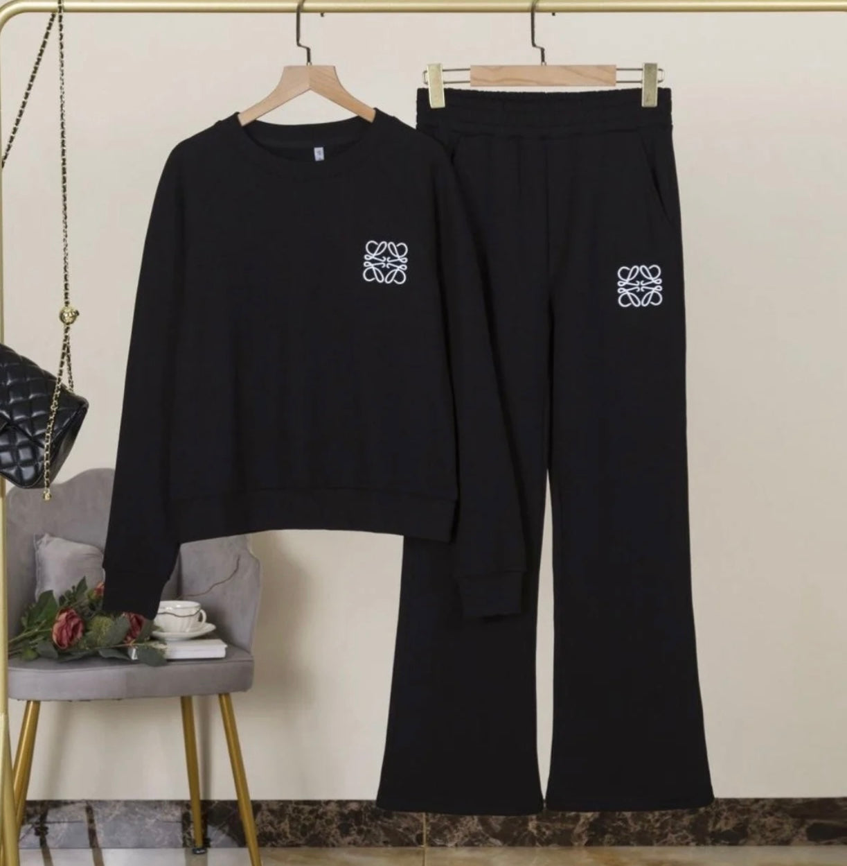 Black flared tracksuit