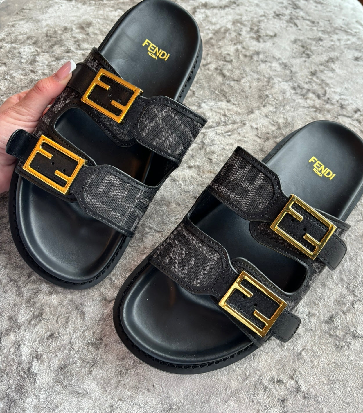 Black strap sandals